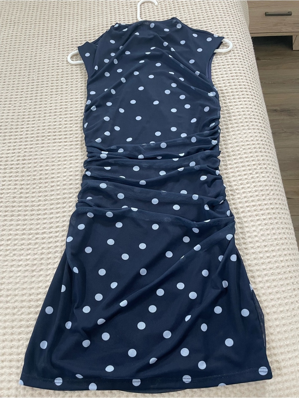 American Threads Navy and Light Blue Polka Dot Dress